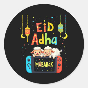 Sticker Rond Joyeux Eid Moubarak Gaming Pour Enfants Musulmans