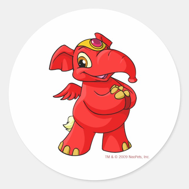 Sticker Rond Joyeux Eléphante rouge (Devant)