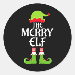 Sticker Rond Joyeux Elf Correspondance Famille Groupe Noël Fête