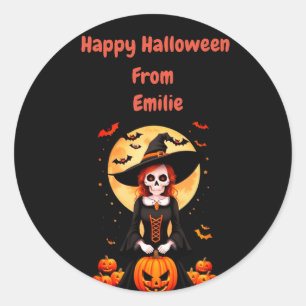 Sticker Rond Joyeux épouvantail du crâne Halloween