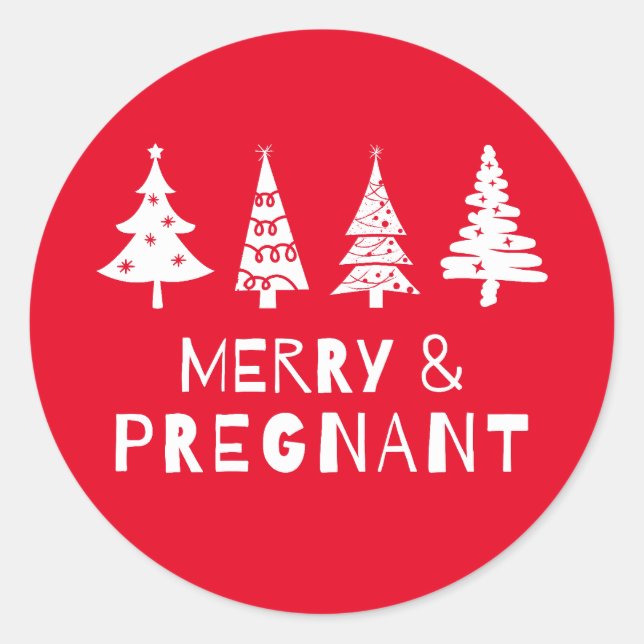 Sticker Rond Joyeux et enceinte à Noël (Devant)