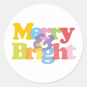 Sticker Rond Joyeux Et Lumineux Amusement Coloré Fêtes De Noël
