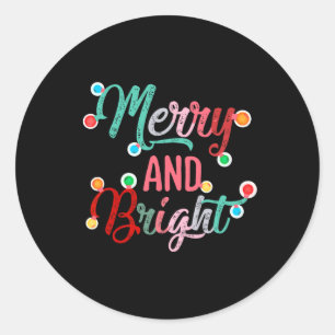 Sticker Rond Joyeux Et Lumineux Feux De Noël Famille Xmas