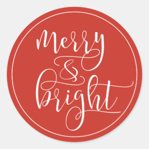 Sticker Rond Joyeux et lumineux manuscrit rouge