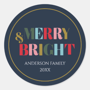 Sticker Rond Joyeux et lumineux rétro coloré en céramique famil