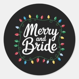 Sticker Rond Joyeux Et Mariée Lumières De Noël Mariage Fêtes