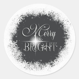 Sticker Rond Joyeux et neige brillante Noël ID591