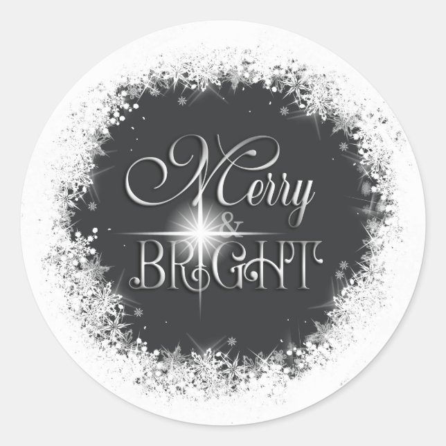Sticker Rond Joyeux et neige brillante Noël ID591 (Devant)