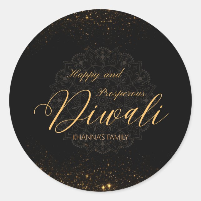 Sticker Rond Joyeux et prospère Diwali personnalisable (Devant)
