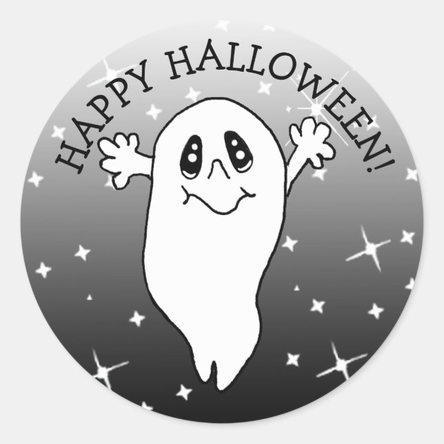 Sticker Rond Joyeux fantôme d'Halloween (Devant)