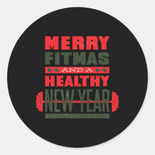 Sticker Rond Joyeux Fitmas et bonne année au derrière Fitness N