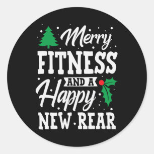 Sticker Rond Joyeux Fitness Happy New Rear Workout Noël