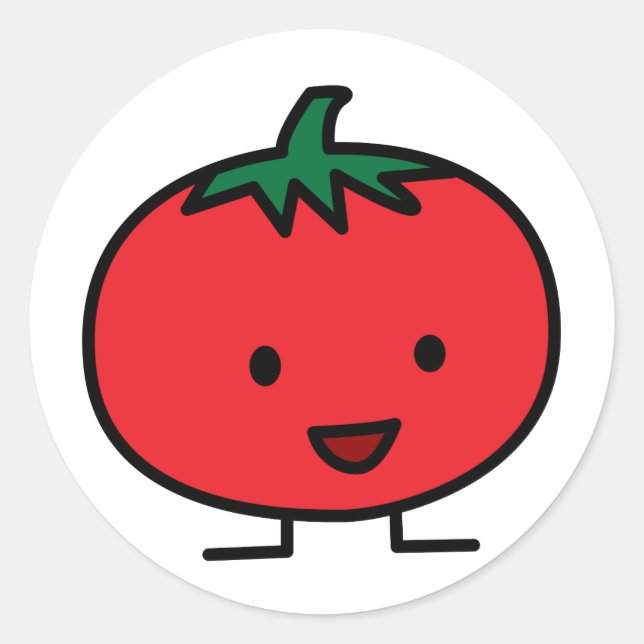 Sticker Rond Joyeux Fruit de tomate de légumes rouges (Devant)