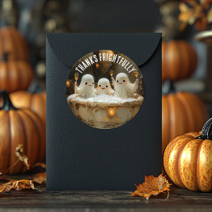 Sticker Rond Joyeux Ghost Jacuzzi Champagne Halloween