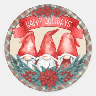 Sticker Rond Joyeux Gnomes de vacances