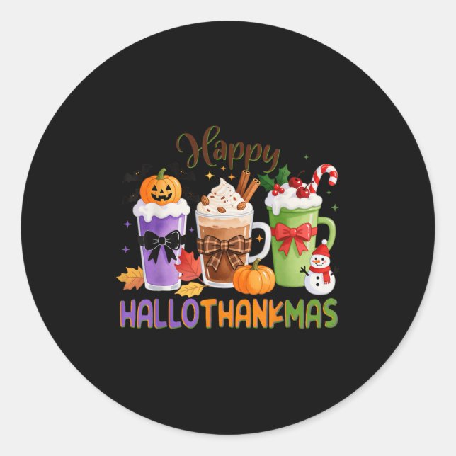 Sticker Rond Joyeux Hallothanksmas Halloween Thanksgiving Chris (Devant)