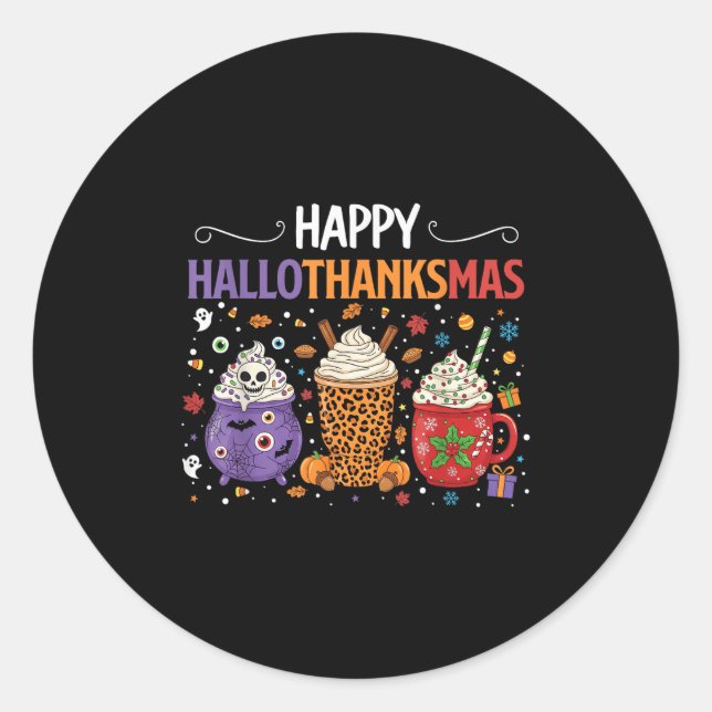 Sticker Rond Joyeux Hallothanksmas Halloween Thanksgiving Chris (Devant)