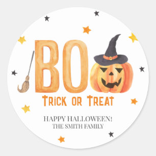 Sticker Rond Joyeux Halloween, BOO, Trick ou Treat