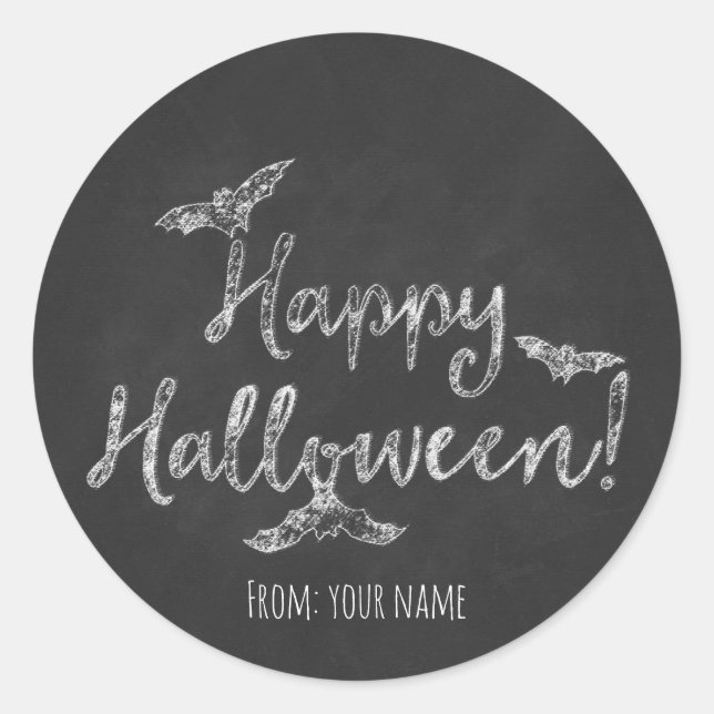 Sticker Rond Joyeux Halloween Chalk Chalk vacances (Devant)