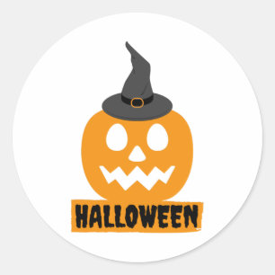 Sticker Rond Joyeux Halloween Citrouille Halloween cadeau Hallo