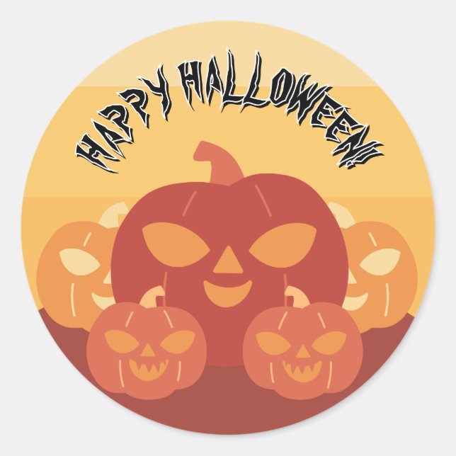 Sticker Rond Joyeux Halloween ! Citrouilles (Devant)