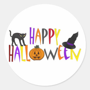 Sticker Rond Joyeux Halloween coloré