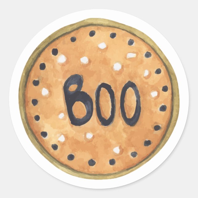 Sticker Rond Joyeux Halloween | Cookie de réservation aquarelle (Devant)