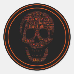Sticker Rond Joyeux Halloween crâne Éffrayant