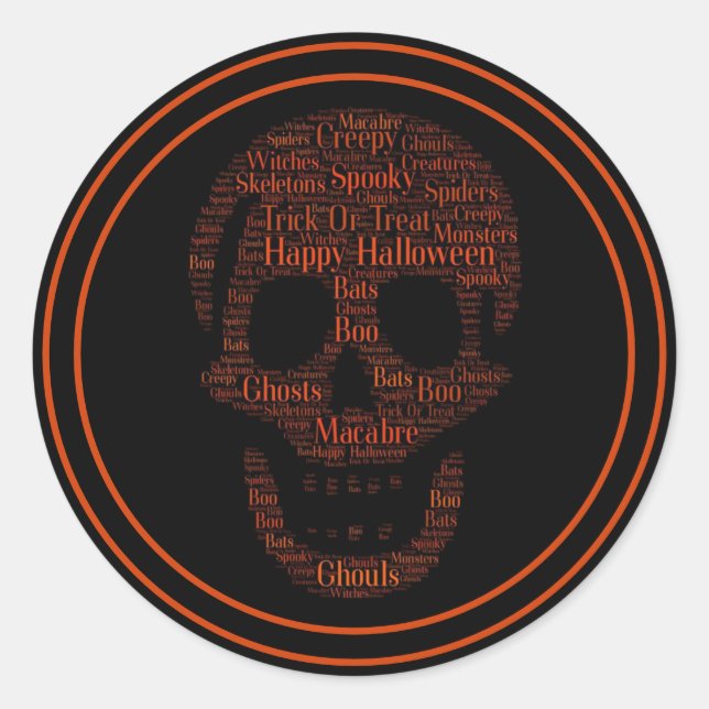 Sticker Rond Joyeux Halloween crâne Éffrayant (Devant)