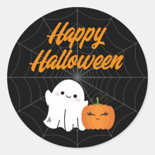 Sticker Rond Joyeux Halloween Éffrayant Kids Party Black