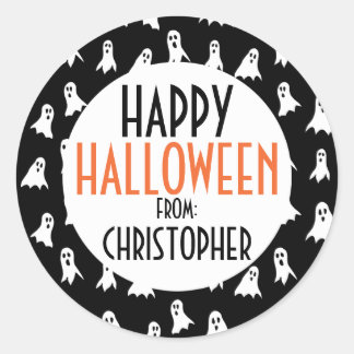 Sticker Rond Joyeux Halloween Ghost Motif enfants Personnalisé