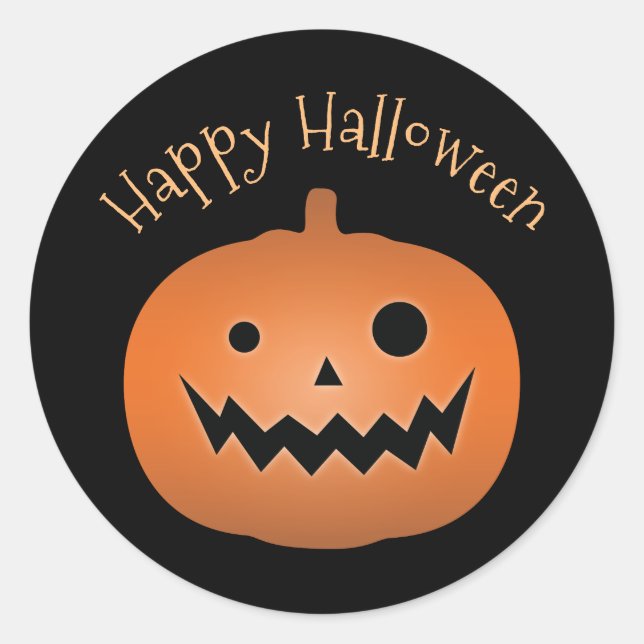 Sticker Rond Joyeux Halloween Haunted Jack-o'-lantern Citrouill (Devant)