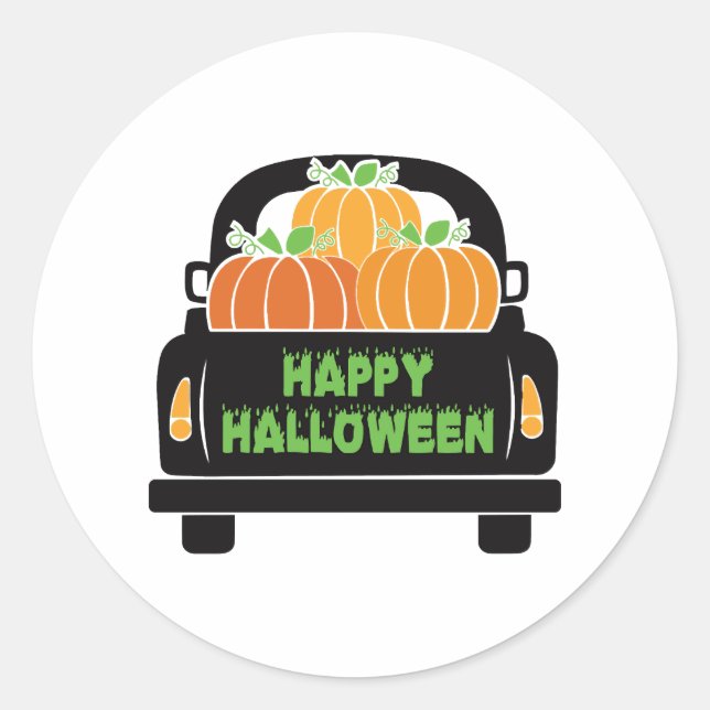 Sticker Rond Joyeux Halloween jour 2021 custume (Devant)