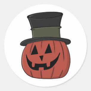 Sticker Rond Joyeux Halloween Trick ou Citrouille de traitement