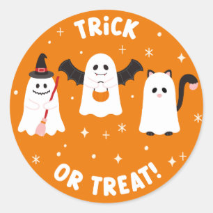Sticker Rond Joyeux Halloween Trick ou Treat Ghosts