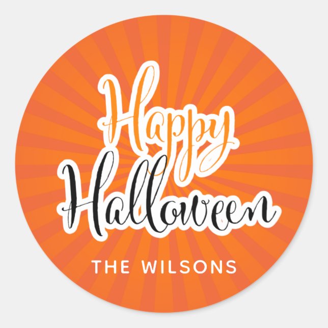 Sticker Rond Joyeux Halloween Typographie moderne Orange Black (Devant)