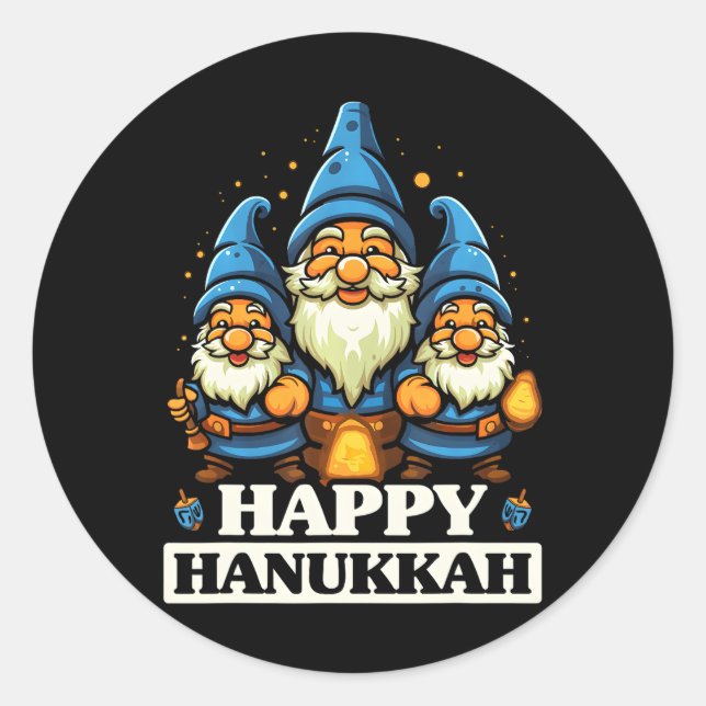 Sticker Rond Joyeux Hanoukka juif Chanukah juif hébreu juif (Devant)