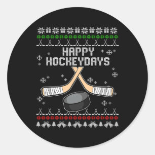 Sticker Rond Joyeux Hockeydays Fausse Noël Pyjama Cool Hockey