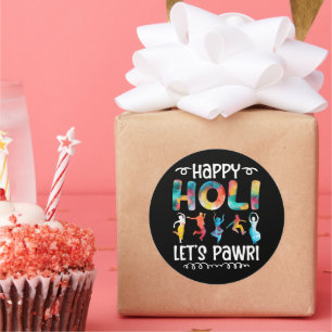 Sticker Rond Joyeux Holi Faisons de Pawri Hindu Holi Festival C