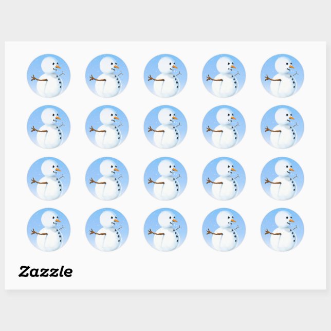 Sticker Rond Joyeux homme de neige (Feuille)