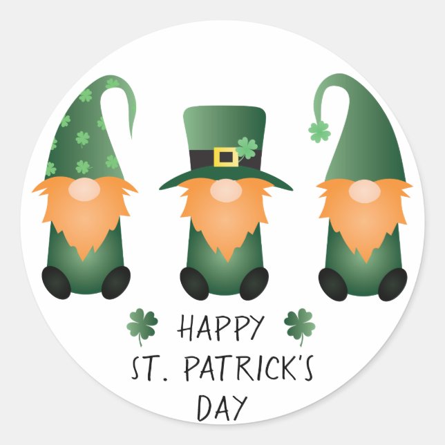 Sticker Rond Joyeux Jour de la Saint Patrick Gnomes Green Orang (Devant)