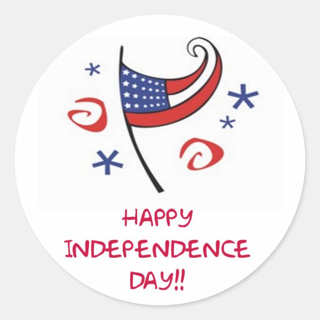 Sticker Rond Joyeux Jour de l'Indépendance (Devant)
