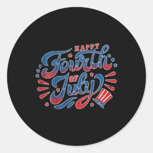 Sticker Rond Joyeux Jour de l'Indépendance 4 juillet Enfants