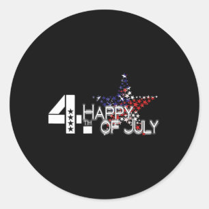 Sticker Rond Joyeux Jour de l'Indépendance 4 Juillet Étoile Dra