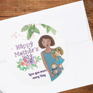 Sticker Rond JOYEUX JOUR DE MÈRE Mère & enfants