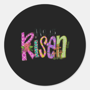 Sticker Rond Joyeux Jour de Pâques Il Est Ressuscité Pâques Chr