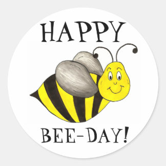 Sticker Rond Joyeux Jour des abeilles Anniversaire Bumblebee An