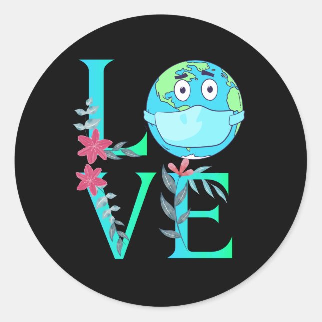 Sticker Rond Joyeux jour des terres 2021, adorable cadeau à cél (Devant)