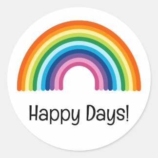 Sticker Rond Joyeux Jours Minimaliste Positivité Arc-en-ciel