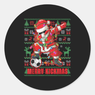 Sticker Rond Joyeux Kickmas Noël Soccer Ball Laid Jeune Swe
